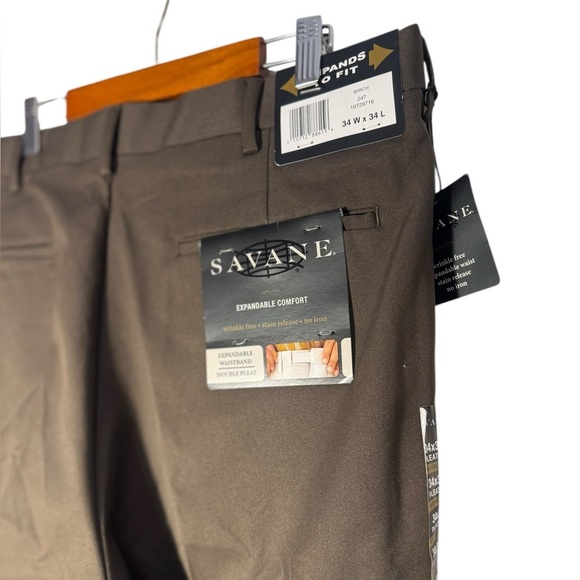 Savane Mens Pleated Front Birch 34Wx34L Expandable Comfort Wrinkle Free 10729716 - Picture 12 of 17